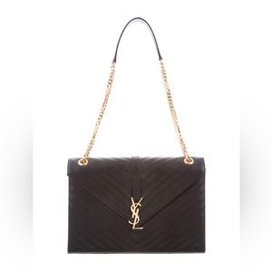 Yves Saint Laurent Large Envelope Chain Bag black and gold